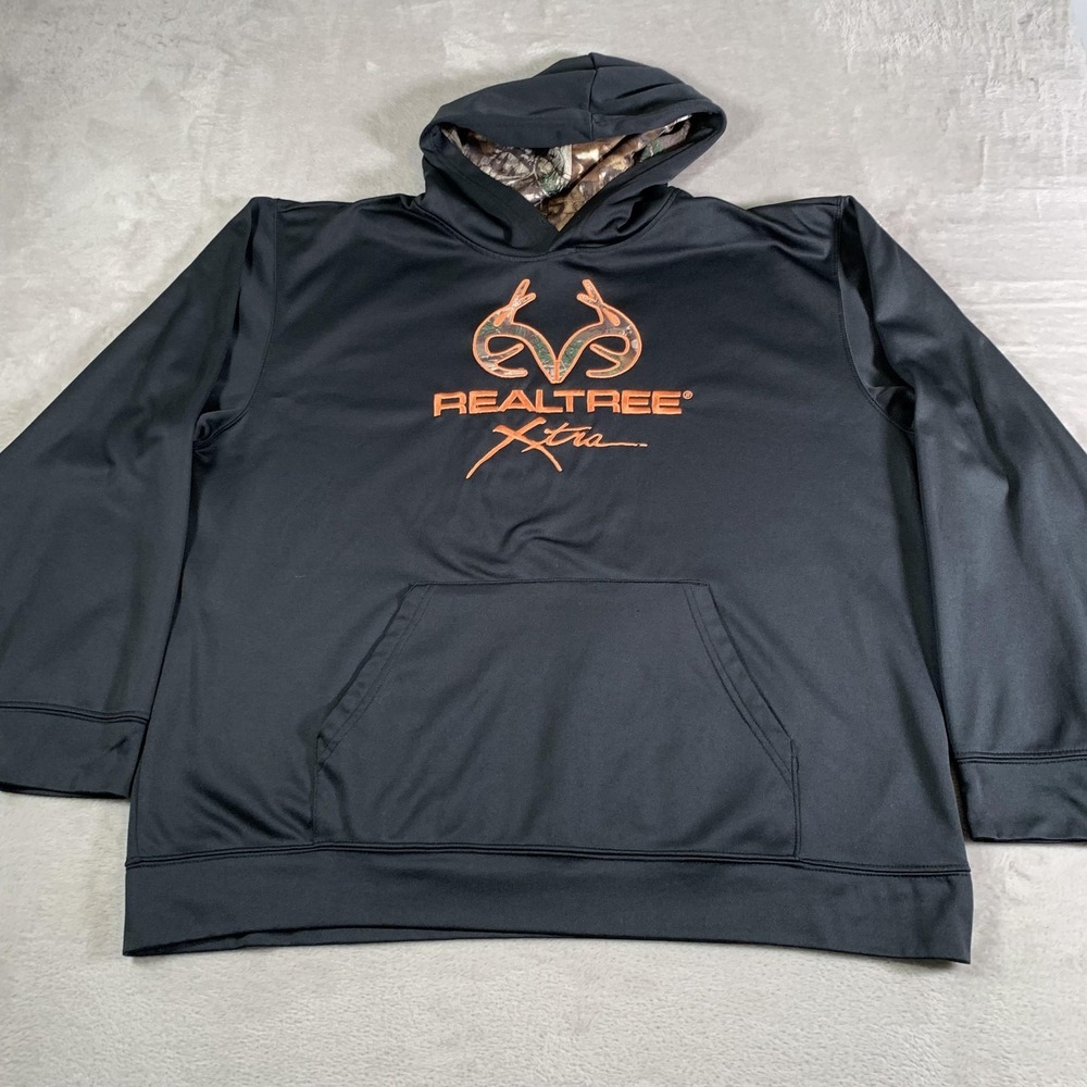 Realtree Hoodie Mens XL Black Xtra Camo Lined‎ Hood Sweatshirt Pullover Hunting